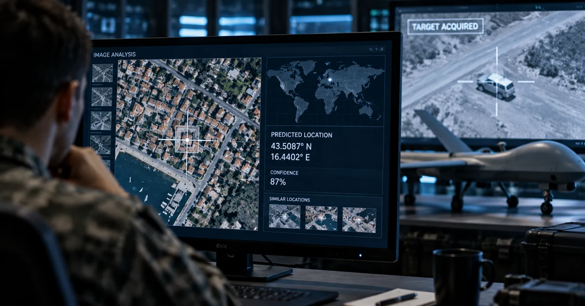 AI-assisted intelligence analysis using satellite imagery and geolocation in a military operations setting