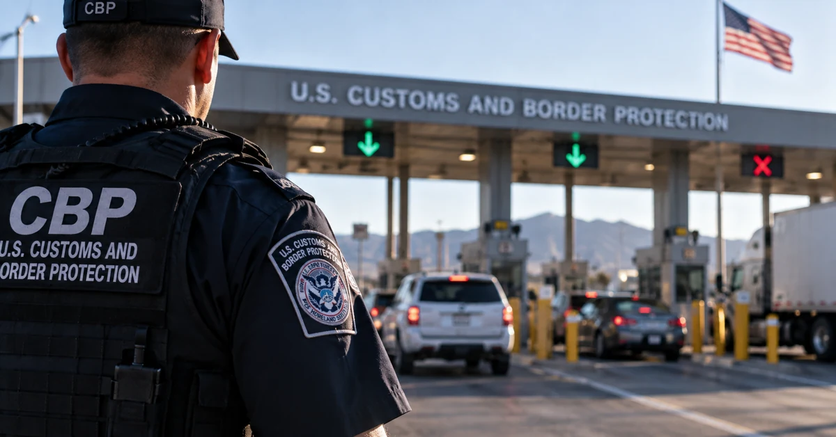 U.S. Customs and Border Protection officer at a border inspection checkpoint