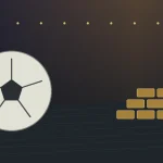 Editorial illustration of a football beside symbolic gold reserve blocks in a dark institutional setting.