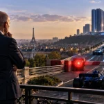 Illustration of Europe facing a barrier in a global race to develop advanced artificial intelligence.