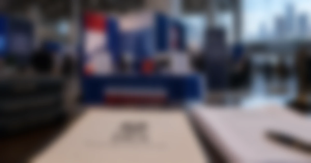 Atmospheric illustration of a convention exhibition hall representing questions over political campaign activity at a tax-exempt organisation's event.