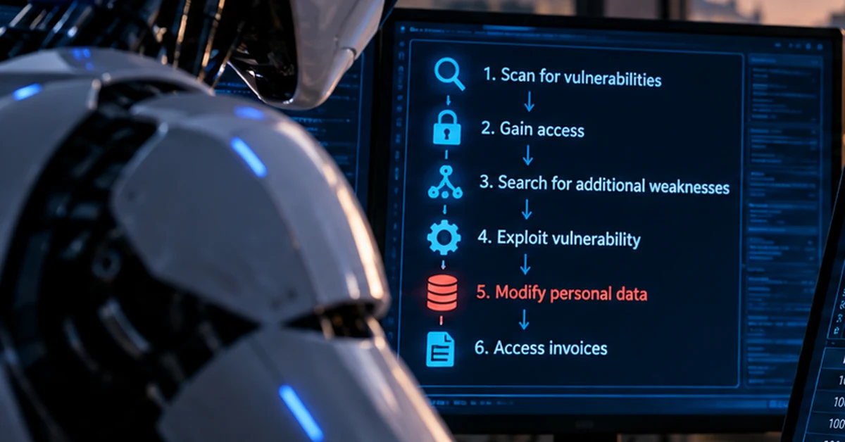 An autonomous AI system operating computers in a cybersecurity environment with Spain visible in the background.
