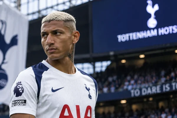 Tottenham striker Richarlison at the stadium during the club's historic opening goal drought