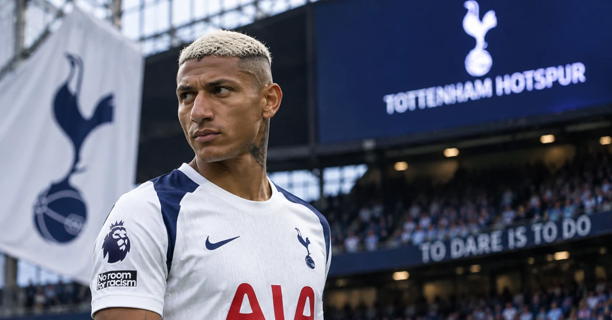 Tottenham striker Richarlison at the stadium during the club's historic opening goal drought